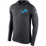 Wholesale Cheap Men's Detroit Lions Nike Charcoal Stadium Touch Hooded Performance Long Sleeve T-Shirt