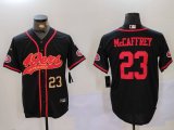 Cheap Men's San Francisco 49ers #23 Christian McCaffrey Black With Patch Cool Base Stitched Baseball Jerseys