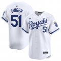 Cheap Men's Kansas City Royals #51 Brady Singer White 2024 Home Stitched Baseball Jersey