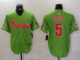 Men\'s Philadelphia Phillies #5 Bryson Stott Green With Patch Stitched Cool Base Nike Jersey