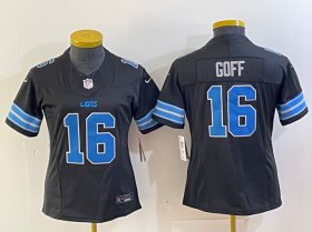 Cheap Women\'s Detroit Lions #16 Jared Goff Black 2024 F.U.S.E. 2nd Alternate Vapor Limited Football Stitched Jersey(Run Smaller)