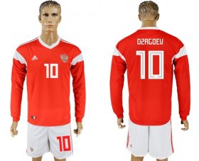 Wholesale Cheap Russia #10 Dzagoev Red Home Long Sleeves Soccer Country Jersey