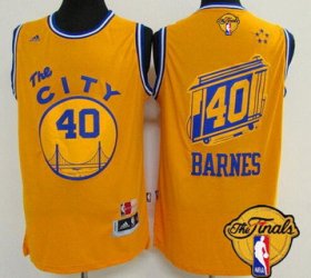 Wholesale Cheap Men\'s Golden State Warriors #40 Harrison Barnes Retro Yellow 2017 The NBA Finals Patch Jersey