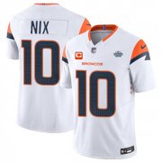 Cheap Men's Denver Broncos #10 Bo Nix White 2024 F.U.S.E. With Draft Pacth and 1-Star C Patch Vapor Limited Football Stitched Jersey