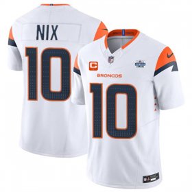 Cheap Men\'s Denver Broncos #10 Bo Nix White 2024 F.U.S.E. With Draft Pacth and 1-Star C Patch Vapor Limited Football Stitched Jersey