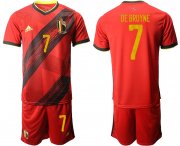 Wholesale Cheap Men 2021 European Cup Belgium home red 7 Soccer Jersey