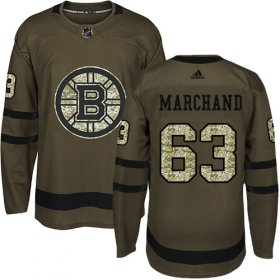 Wholesale Cheap Adidas Bruins #63 Brad Marchand Green Salute to Service Stitched NHL Jersey