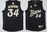 Wholesale Cheap Men's Milwaukee Bucks #34 Giannis Antetokounmpo adidas Black 2016 Christmas Day Stitched NBA Swingman Jersey