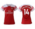 Wholesale Cheap Women's Arsenal #14 Aubameyang Home Soccer Club Jersey