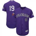 Wholesale Cheap Rockies #19 Charlie Blackmon Purple 2018 Spring Training Authentic Flex Base Stitched MLB Jersey