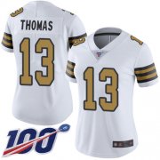 Wholesale Cheap Nike Saints #13 Michael Thomas White Women's Stitched NFL Limited Rush 100th Season Jersey