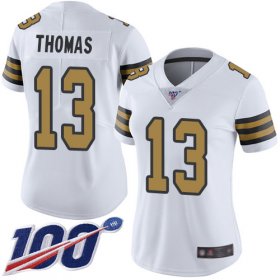 Wholesale Cheap Nike Saints #13 Michael Thomas White Women\'s Stitched NFL Limited Rush 100th Season Jersey