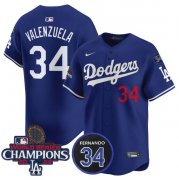 Cheap Men's Los Angeles Dodgers Active Player Cuatom Royal 2024 World Series Champions With Fernando Memorial Patch Alternate Limited Stitched Baseball Jersey