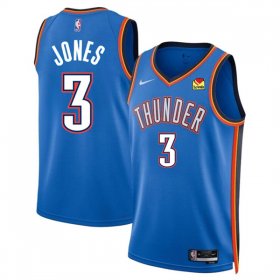 Men\'s Oklahoma City Thunder #3 Dillon Jones Blue 2024 Draft Icon Edition Stitched Basketball Jersey