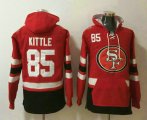 Wholesale Cheap Men's San Francisco 49ers #85 George Kittle NEW Red Pocket Stitched NFL Pullover Hoodie