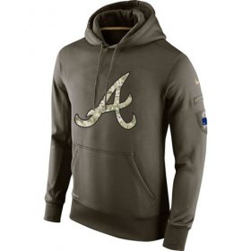 Wholesale Cheap Men\'s Atlanta Braves Nike Olive Salute To Service KO Performance Hoodie