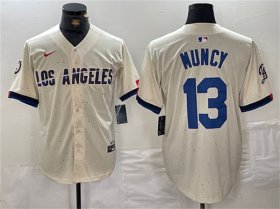 Wholesale Cheap Men\'s Los Angeles Dodgers #13 Max Muncy Cream Stitched Baseball Jersey