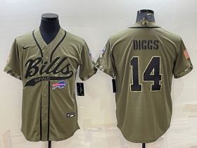 Wholesale Cheap Men\'s Buffalo Bills #14 Stefon Diggs 2022 Olive Salute to Service Cool Base Stitched Baseball Jersey