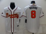 Wholesale Cheap Men's Atlanta Braves #8 Eddie Rosario 2022 White Gold World Series Champions Program Cool Base Stitched Baseball Jersey