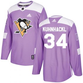 Wholesale Cheap Adidas Penguins #34 Tom Kuhnhackl Purple Authentic Fights Cancer Stitched NHL Jersey