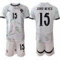 Cheap Men's Portugal Team #15 Joao Neves 2025 White Away Soccer Jersey Suit