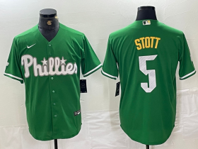 Cheap Men\'s Philadelphia Phillies #5 Bryson Stott Green 2024 City Connect Stitched Jersey