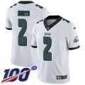 Wholesale Cheap Nike Eagles #2 Jalen Hurts White Men's Stitched NFL 100th Season Vapor Untouchable Limited Jersey