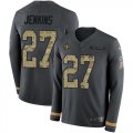 Wholesale Cheap Nike Saints #27 Malcolm Jenkins Anthracite Salute to Service Youth Stitched NFL Limited Therma Long Sleeve Jersey