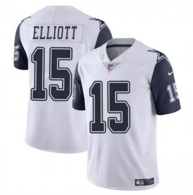 Cheap Men\'s Dallas Cowboys #15 Ezekiel Elliott White Color Rush Limited Football Stitched Jersey