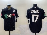 Cheap Men's Los Angeles Dodgers #17 Shohei Ohtani Black Mexico 2024 World Series With No. 34 Patch Cool Base Stitched Baseball Jersey