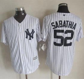 Wholesale Cheap Yankees #52 C.C. Sabathia White Strip New Cool Base Stitched MLB Jersey