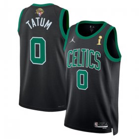 Wholesale Cheap Men\'s Boston Celtics #0 Jayson Tatum Black 2024 Finals Champions Statement Edition Stitched Baseball Jersey