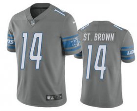 Wholesale Cheap Men\'s Detroit Lions #14 Amon Ra St Brown Grey Vapor Untouchable Limited Stitched Jersey