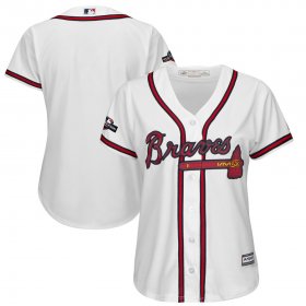 Wholesale Cheap Atlanta Braves Majestic Women\'s 2019 Postseason Official Cool Base Team Jersey White