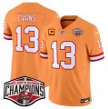 Cheap Men's Tampa Bay Buccaneers #13 Mike Evans Orange F.U.S.E. 2024 NFC South Champions With 4-Star C Patch Limited Stitched Jersey