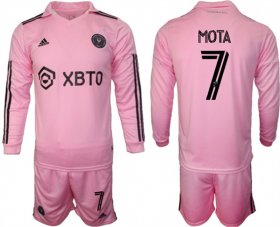 Cheap Men\'s Inter Miami CF #7 Mota 2023-24 Pink Home Soccer Jersey Suit