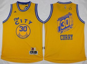 Wholesale Cheap Men\'s Golden State Warriors #30 Stephen Curry Revolution 30 Swingman 2015-16 Retro Yellow Jersey