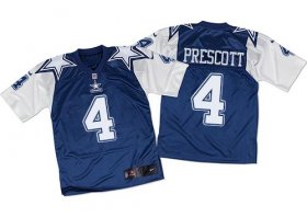 Wholesale Cheap Nike Cowboys #4 Dak Prescott Navy Blue/White Throwback Men\'s Stitched NFL Elite Jersey