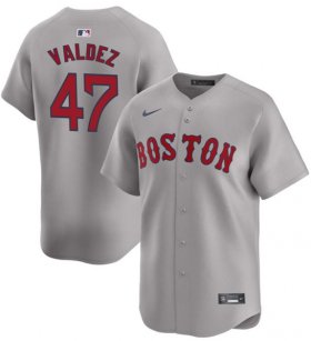 Cheap Men\'s Boston Red Sox #47 Enmanuel Valdez Gray Cool Base Stitched Baseball Jersey