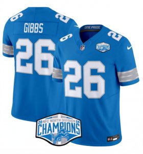 Cheap Men\'s Detroit Lions #26 Jahmyr Gibbs Blue 2024 NFC North Champions F.U.S.E. Vapor Limited Stitched Jersey