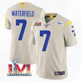 Wholesale Cheap Men\'s Los Angeles Rams #7 Bob Waterfield 2022 Bone Super Bowl LVI Vapor Limited Stitched Jersey