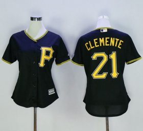 Wholesale Cheap Pirates #21 Roberto Clemente Black Women\'s Alternate Stitched MLB Jersey