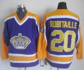 Wholesale Cheap Kings #20 Luc Robitaille Purple CCM Throwback Stitched NHL Jersey