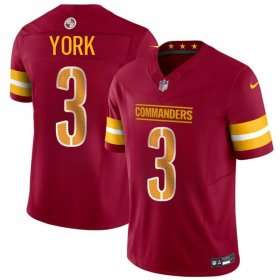 Cheap Men\'s Washington Commanders #3 Cade York Burgundy 2024 F.U.S.E Vapor Limited Football Stitched Jersey