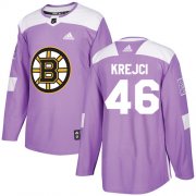 Wholesale Cheap Adidas Bruins #46 David Krejci Purple Authentic Fights Cancer Stitched NHL Jersey