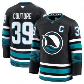 Men\'s San Jose Sharks #39 Logan Couture Black 2024-25 Alternate Stitched Hockey Jersey