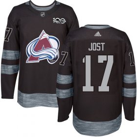 Wholesale Cheap Adidas Avalanche #17 Tyson Jost Black 1917-2017 100th Anniversary Stitched NHL Jersey