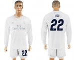 Wholesale Cheap Real Madrid #22 Isco Marine Environmental Protection Home Long Sleeves Soccer Club Jersey