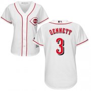 Wholesale Cheap Reds #3 Scooter Gennett White Home Women's Stitched MLB Jersey