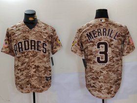 Men\'s San Diego Padres #3 Jackson Merrill Camo Cool Base Stitched Jersey